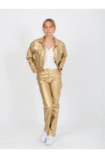 Marions Pantaloni din piele aurii pentru fete