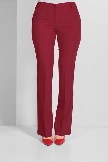 TRENDTESETTÜR Women's Red Intermediate Waist Fabric Trousers 7523