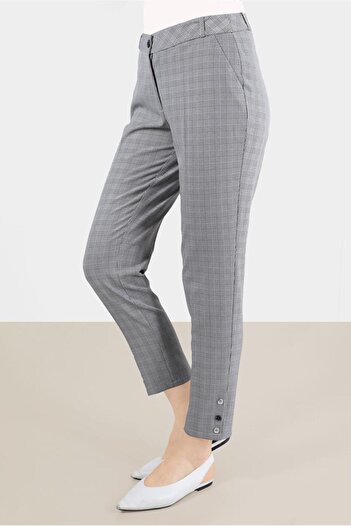 Alvina BUTTON DETAILED PLAID PANTS 70361-1