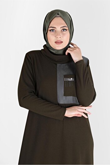 Alvina Shawl Collar Chain Detailed Dress - 20197
