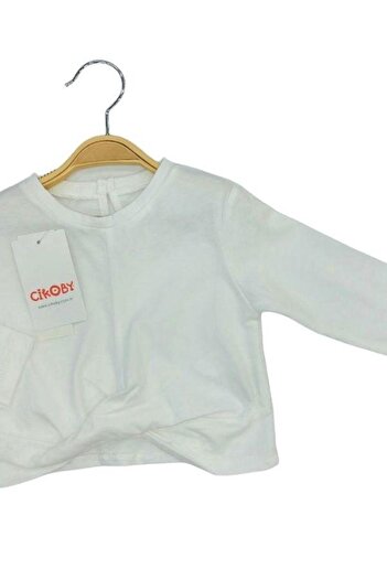 Çikoby Kız Bebek Pamuklu İnce Uzun Kollu Crop Bluz