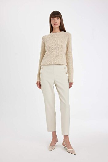 DeFacto Regular Fit Crew Neck Silvery Fabric Sweater Tunic