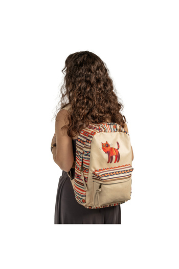 Street Bag Ethnic αδιάβροχο ορθοπεδικό σακίδιο πλάτης με μοτίβο Bohemian Cat - Θήκη Tablet