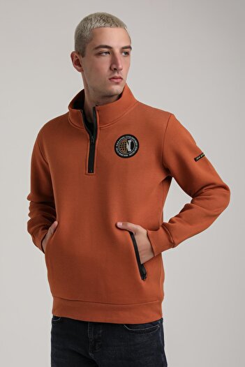 NEW WORLD POLO Stand Collar Tile Slim Fit Full-Zip Sweatshirt 24Fwm64083