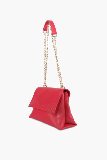 WATCHOFROYAL Red Asymmetric Patterned Gold Strap Crossbody and Shoulder Bag Silvia