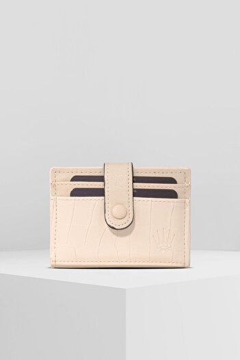 WATCHOFROYAL PATTERNED CREAM CARD HOLDER 8 PIECES CARD COMPARTMENT PAPER LOCK SYSTEM DESIGN WALLET COAT