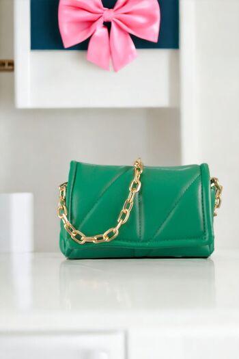 WATCHOFROYAL Women's Bag Quilted Women's Mini Green Leather Crossbody Shoulder and Handbag Celia