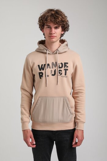 NEW WORLD POLO Beige Slim Fit Hooded Hoodie - 23Fwm64059