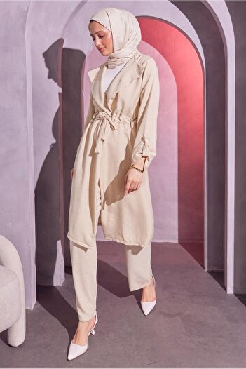 TRENDTESETTÜR Beige Women's Set - Tie-Up Trousers T 6704