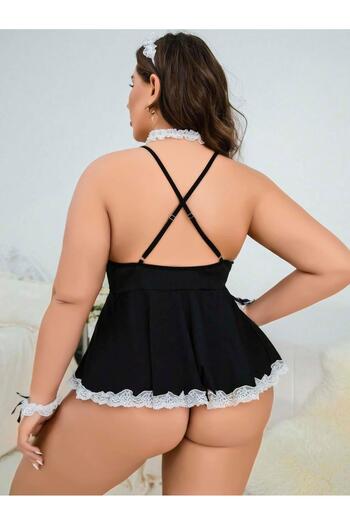 Akbeniz Women's Plus Size Fancy Nightgown Bk1050