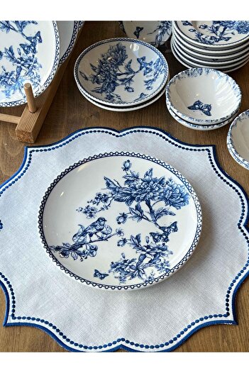 ROSSEV Bety Blue 22 Piece Breakfast Set for 6 People