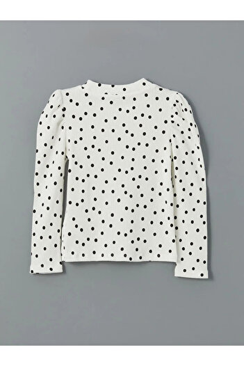LC Waikiki Lcw Kids Ecru Printed Stand Collar Girls' T-Shirt