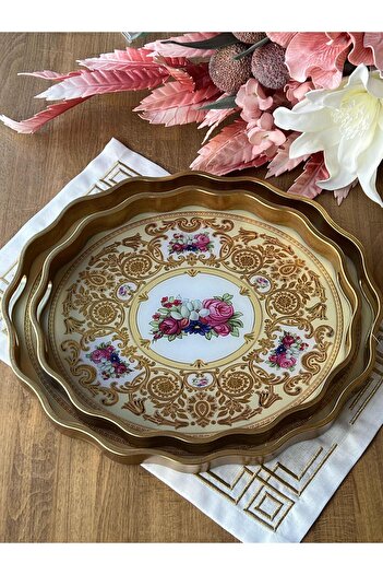 ROSSEV Fruta 2'li Ahşap Oval Tepsi