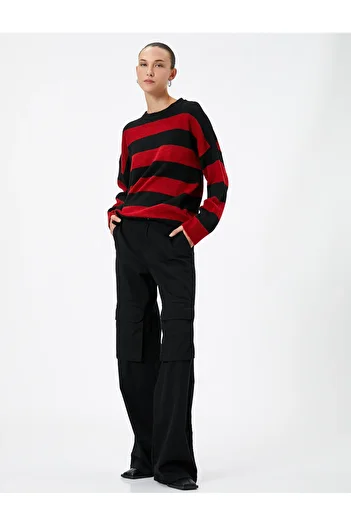 Koton Basic Knitwear Sweater Crew Neck Low Shoulder