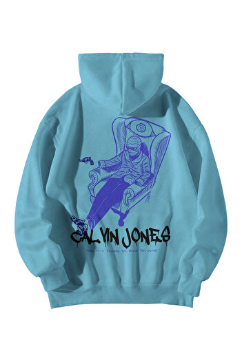 Scrovtie Унисекс бебешкосин суитшърт с качулка и кенгуру джоб Calvin Jones Killing We Printed Oversize