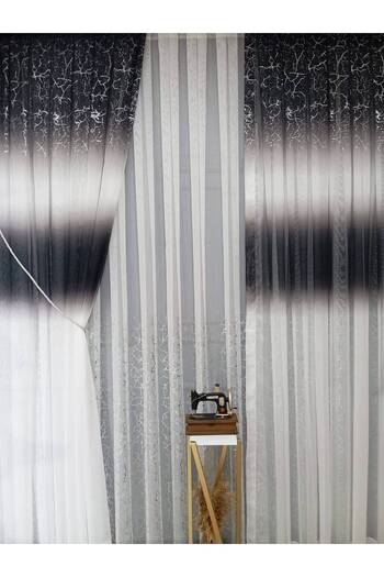 farbateks Olympos Grey Silver Anthracite Laced Inner Tulle Plain Laced New Fashion Right/Left Suit Tulle Background Curtain