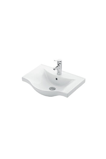 ÖZCEDEN Yıldız 55 cm Beyaz MDF Seramik Lavabolu Ayaklı Banyo Alt Dolabı