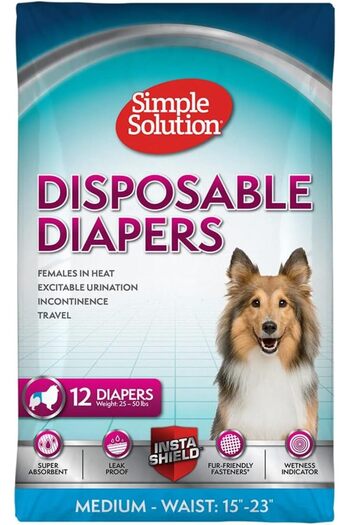 Simple Solution Disposable Dog Diapers, 12 Pieces - Medium