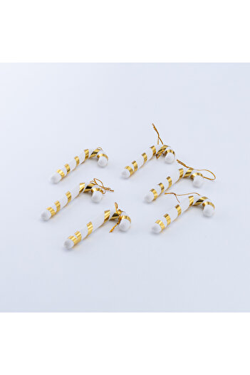 Bimotif Set of 6 Yellow Christmas Ornament Walking Stick
