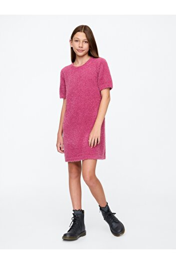 GAP Kız Çocuk Pembe Parlak Triko Elbise