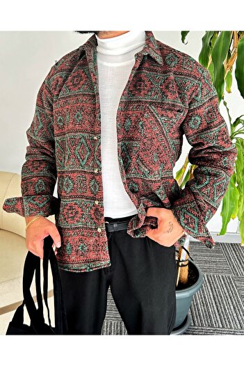 Hazhers Ανδρικό πουκάμισο oversize πουκάμισο με γιακά
