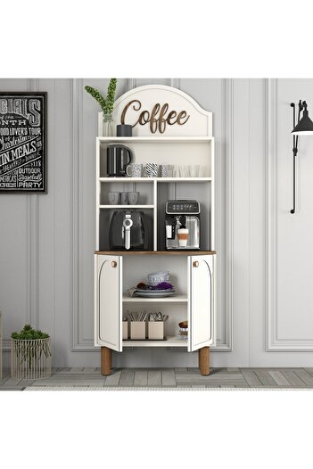 Variant Mobilya Bohem Kahve Köşesi Çok Amaçlı Dolap 80cm - Krem