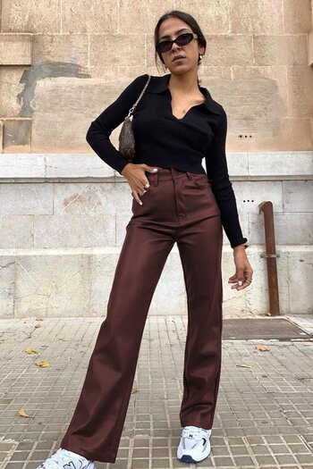 Madmext Mad Girls Claret Red Leather Trousers Mg1316
