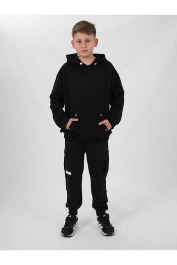 Zekids Детска памучна суитшърт с качулка и копчета