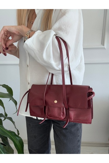mèche atelier since 2024 Γυναικεία δερμάτινη τσάντα ώμου Claret Red Ley