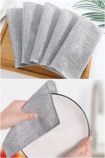 Single (3 Pieces) Two Layers of Hard Dirt Cloth, Inox Wire Dish Cloth, Kitchen Bathroom Cloth