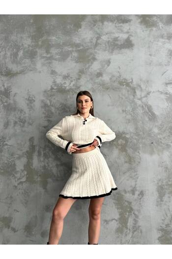 ZF BUTİK Mini Skirt Polo Neck Kit Suit