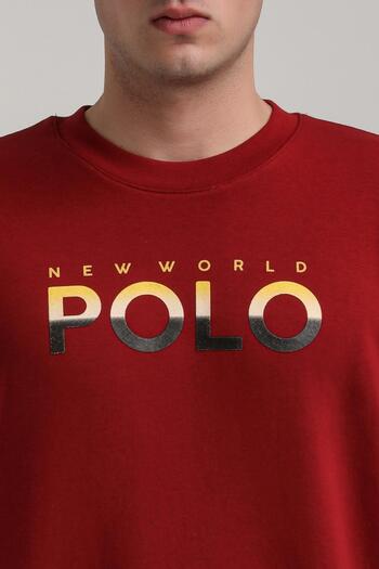 NEW WORLD POLO Crew Neck Burgundy Slim Fit Sweatshirt 24Fwm60186