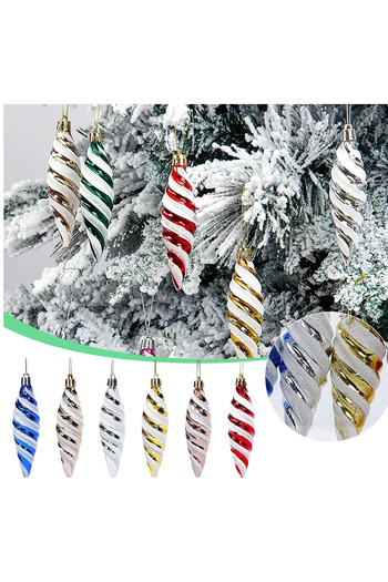 Partifabrik Christmas Tree Ornament - 3 Pieces Red and White Cone Look