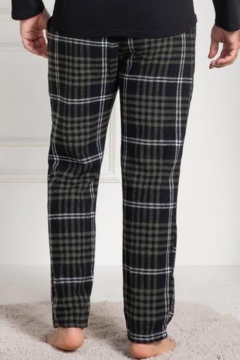 Mecit Pijama Mecit 3025 Green Plaid Men's Thick Single Bottom Pajamas