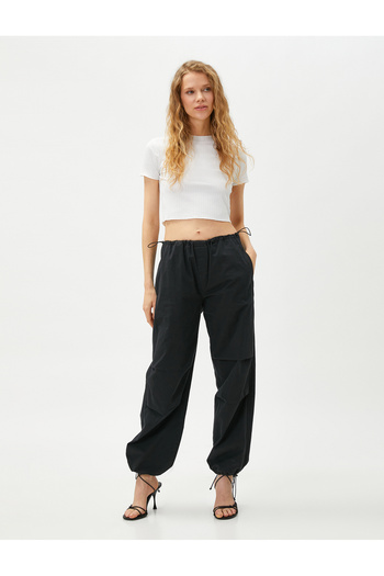 Koton Crop T-Shirt Krátký rukáv Stojáček