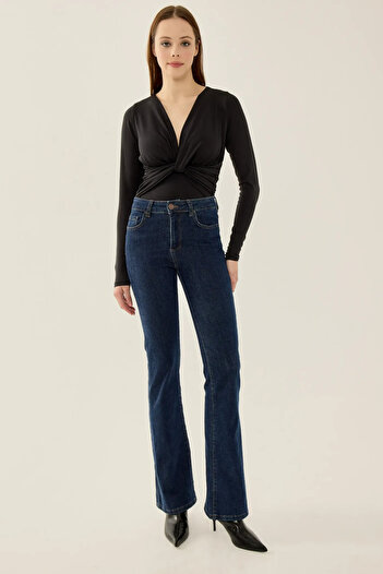 Hiccup V Yaka Uzun Kollu Slim Fit Bodysuit