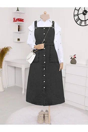 Modamorfo Buttoned Double Pocket Denim Salopet