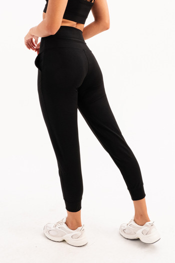 JUSTEVER High Waist Elastic Pocket Relaxed Cut Recovery Jogger Black Women's Leggings - Beat