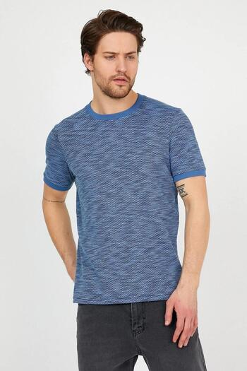Figo Crew Neck Honeycomb Patterned Men's T Shirt