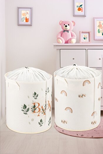 PRENDİ HOME 2-Pece Designed Baby and Rainbow Storage Box - Organizer Παιδικού Δωματίου, Dirty Basket 37x40