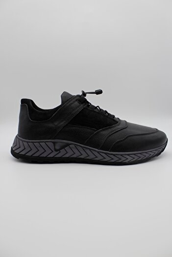 İmza Black Genuine Leather Thermo Sole Lace-Up Casual Shoes 1033235115