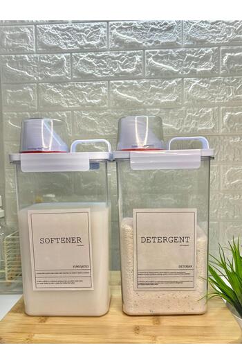 MODA OZY Set de organizatori pentru baie acrilic cu vid, recipient pentru detergent/balsam de 2300 ml cu capac de măsurare din 2 bucăți