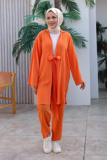 MİSSKAYLE Orange Kimono Set - Tie Detailed 1225