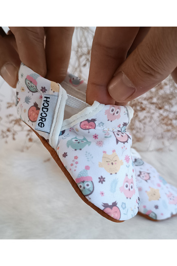 Hodore Confused Owls Baby Booties - Non-Slip Sole