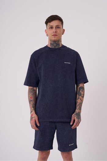 Machinist Ανδρικό μπλουζάκι Luxury Washed Basic Relaxed Navy Blue Cloudy T-shirt