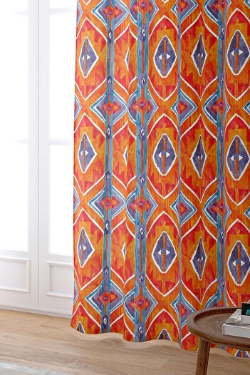 Cango Home Orange Geometric Patterned Digital Printed Curtain Cgh237-pr