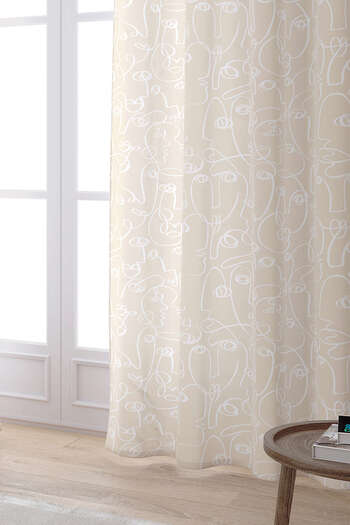 Cango Home Cream White Bohemian Scandinavian Geometric Patterned Digital Printed Curtain Cgh1209-pr