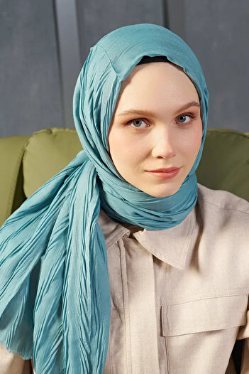 Madame Polo Esra Dutch Bamboo Pleated Shawl - Ocean Design