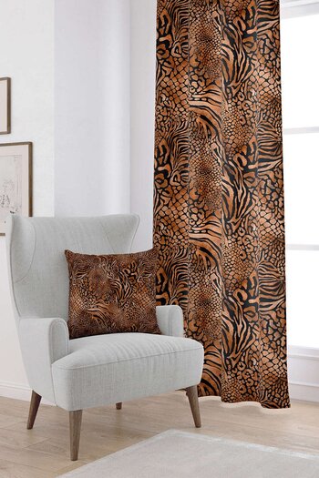Cango Home Brown Orange Zebra Leopard Patterned Digital Printed Curtain Cgh350-pr