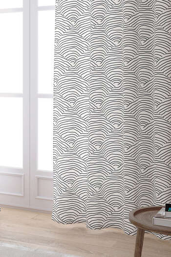 Cango Home Cream Black Bohemian Scandinavian Geometric Digital Printed Curtain Cgh1227-pr
